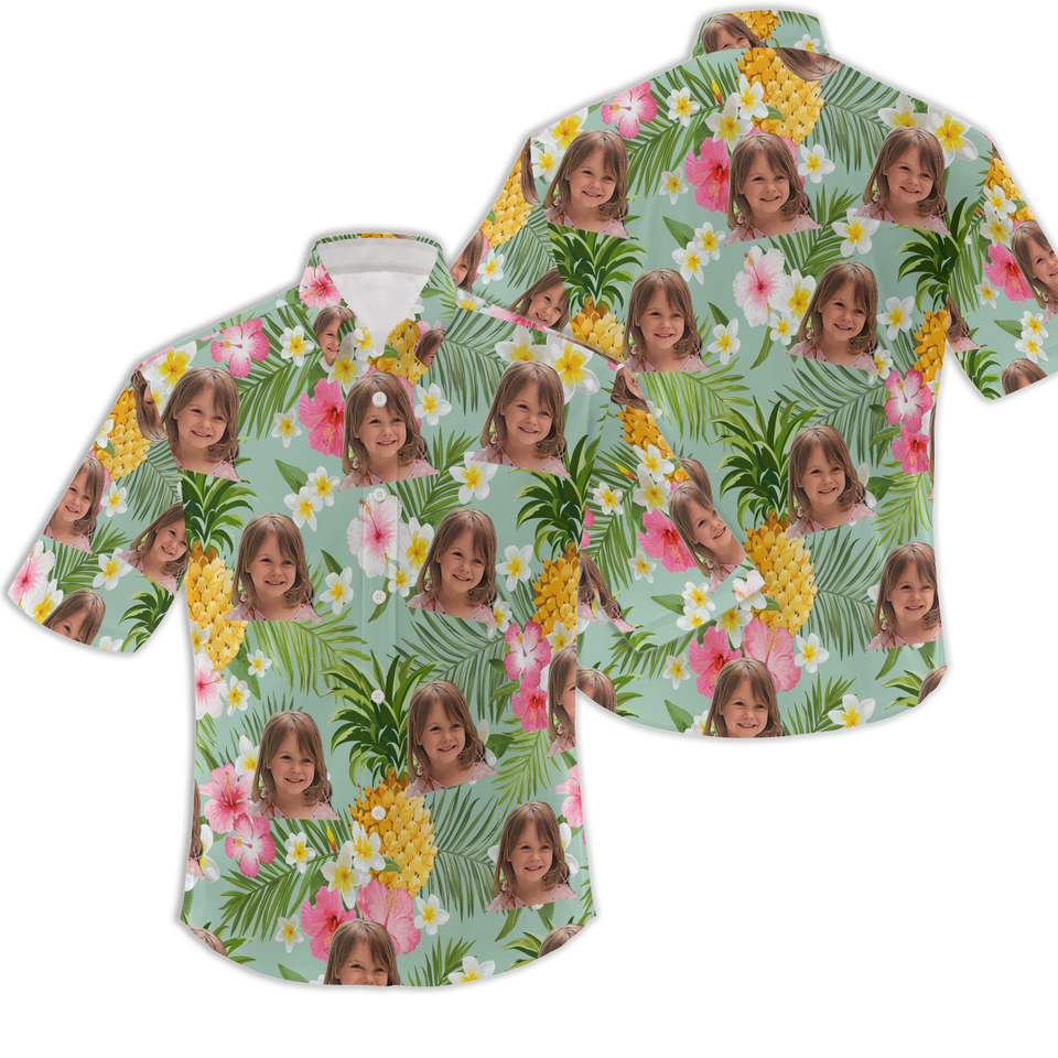 Custom Hawaiian Shirt with face, Personalized Men's Shirt with Pockets
