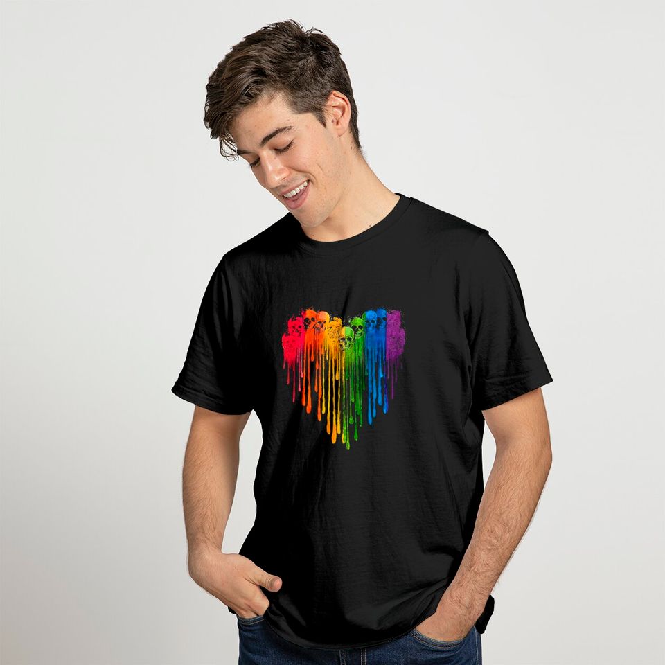 Rainbow Skull Heart LGBT Pride Awareness T-shirt T-shirt