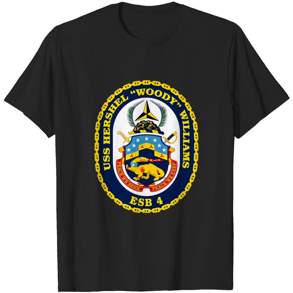 USS Hershel "Woody" Williams (ESB-4) Crest - Uss Hershel Woody Williams Crest - T-Shirt