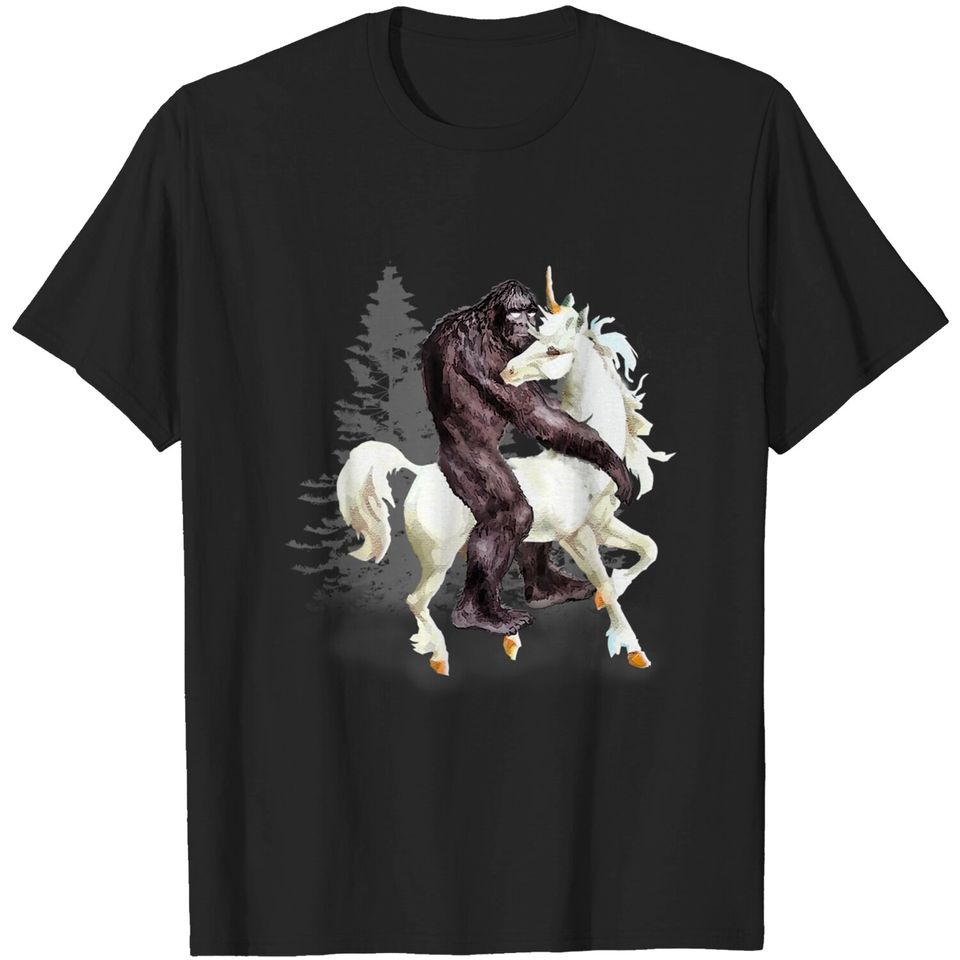 Bigfoot Sasquatch Riding Unicorn Cute T-Shirt
