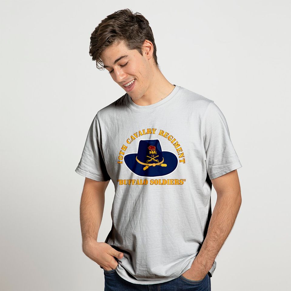 10th Cavalry Regiment w Cav Hat Buffalo Soldiers T-shirt