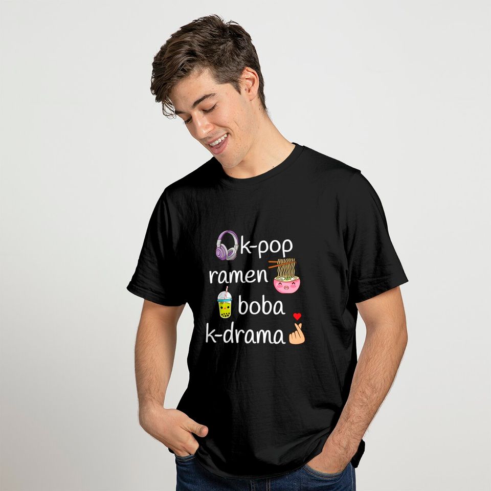 K-Pop Ramen Boba Bubble Tea K-Drama Lover - K Pop Ramen Boba K Drama - T-Shirt