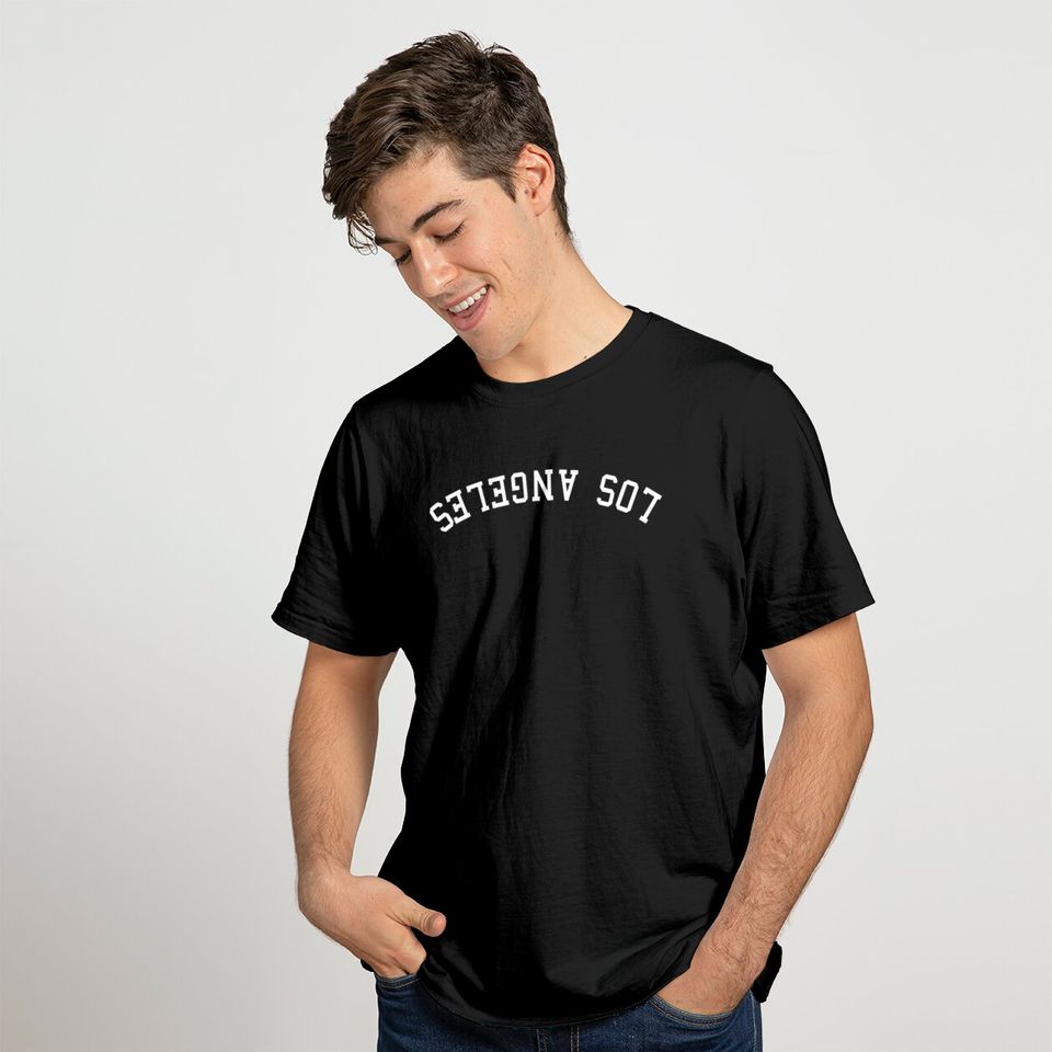 Los Angeles Curved Words Only Flipped Upside Down T-shirt