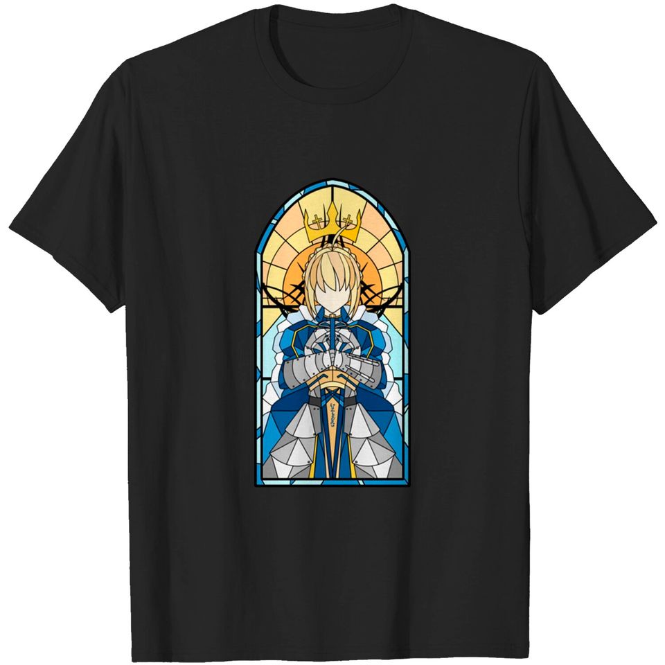 Stained Glass Saber Artoria - Artoria Pendragon Saber Fate - T-Shirt