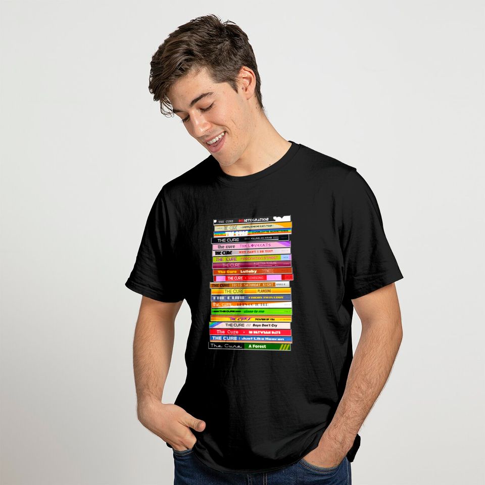 The Sounds of the The Cure ))(( Retro 80s CD Stack Fan Art - The Cure Band - T-Shirt