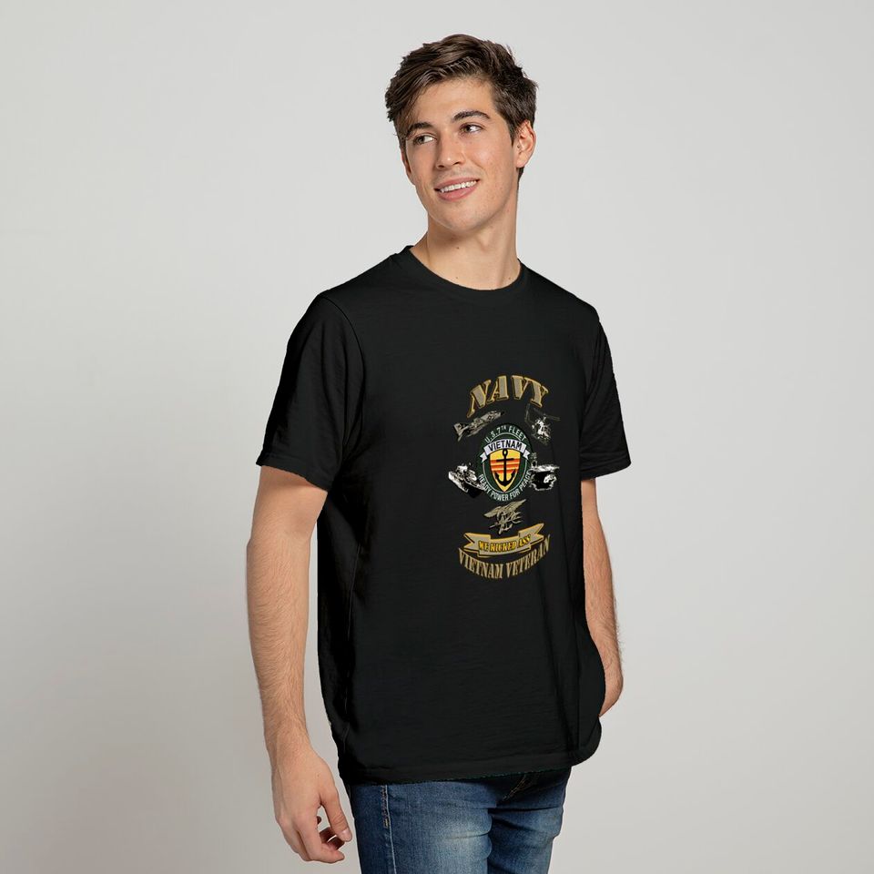 7TH FLEET VN WITH ANCHOR and trident vietnam veter T-shirt