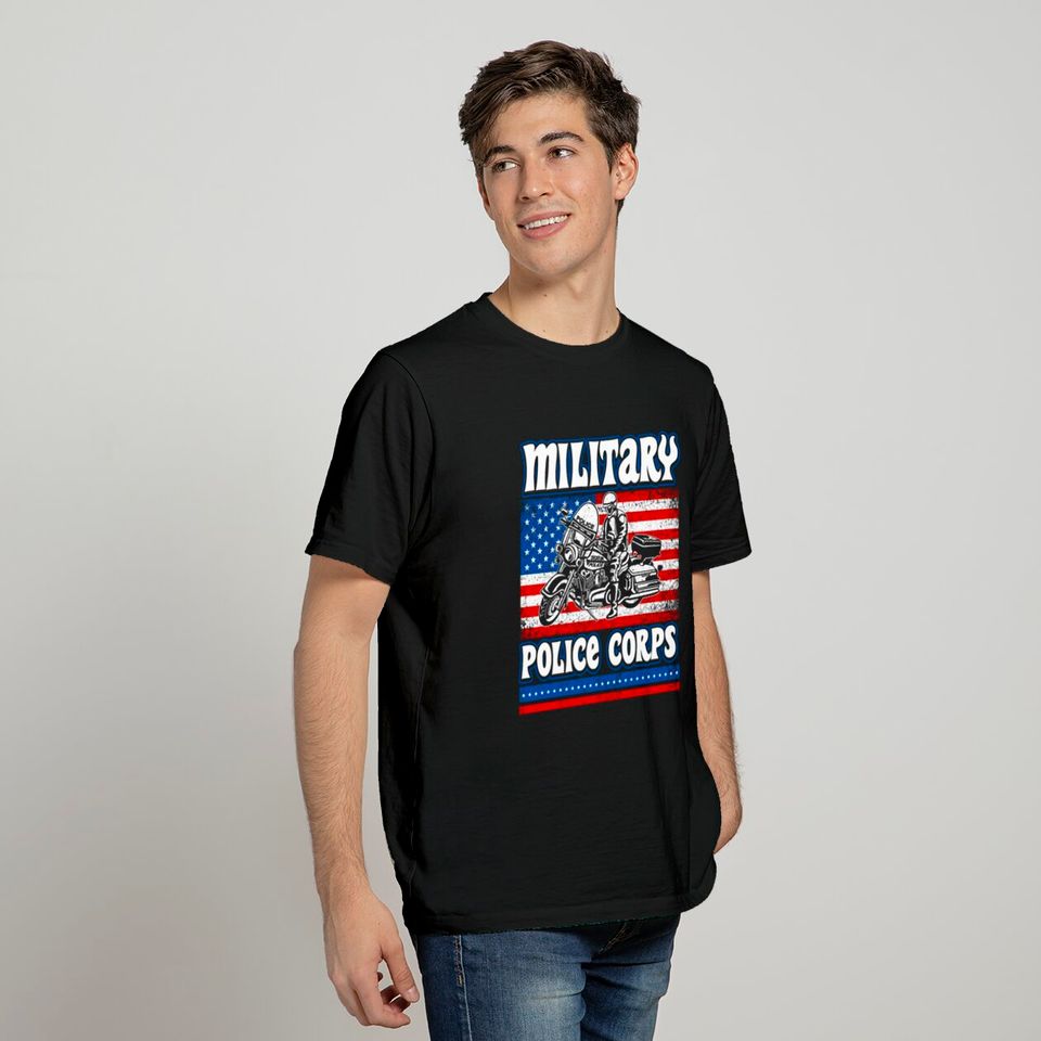 Military Police Corps American Flag Retro T-shirt
