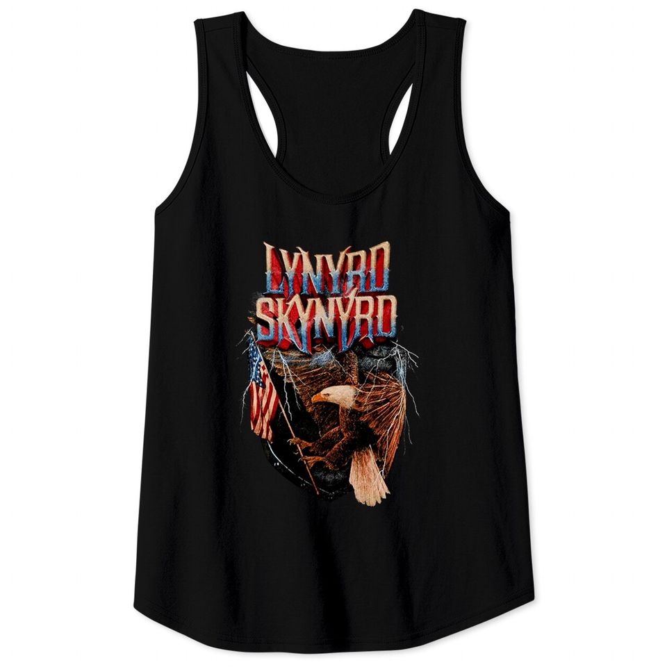 Lynyrd Skynyrd Men's Bird with Flag Tank Tops Black