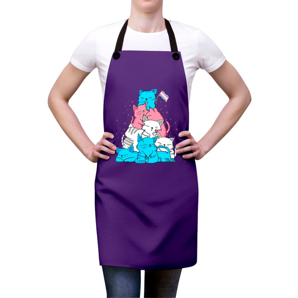 Transgender Pride Cat LGBT Trans Flag Cats Pile Aprons