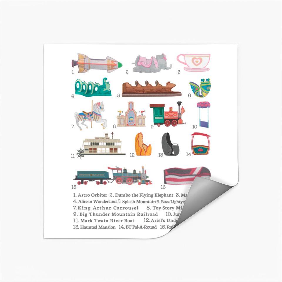 Disneyland Attraction Vehicles Stickers