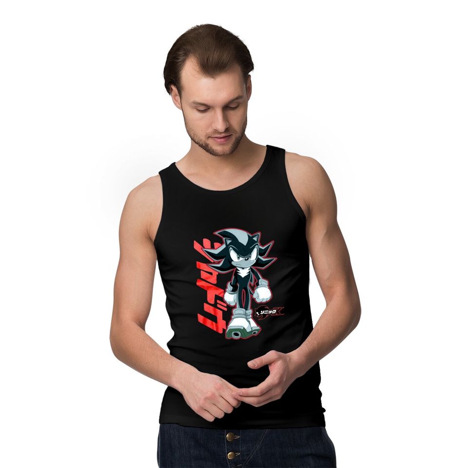 Sonic Shadow Japanese Tank Tops, Sonic & Friends