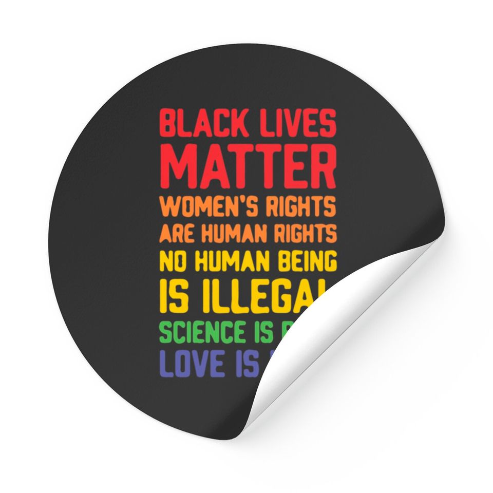 Black lives matter women's rights are human right Stickers