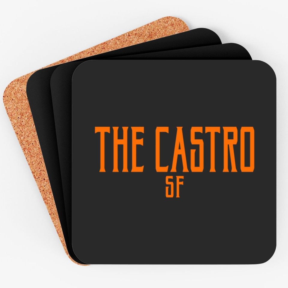 The Castro San Francisco Vintage Text Orange Print Coasters