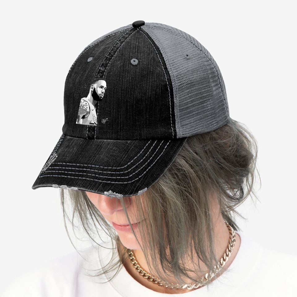 LeBron James Black White - Lebron James - Trucker Hats