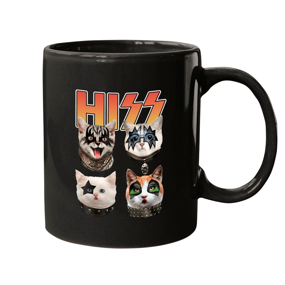 Hiss Cat Mugs, Funny Mug, Music Rock Mug, Hiss Band Mug, Rock Cat Mug