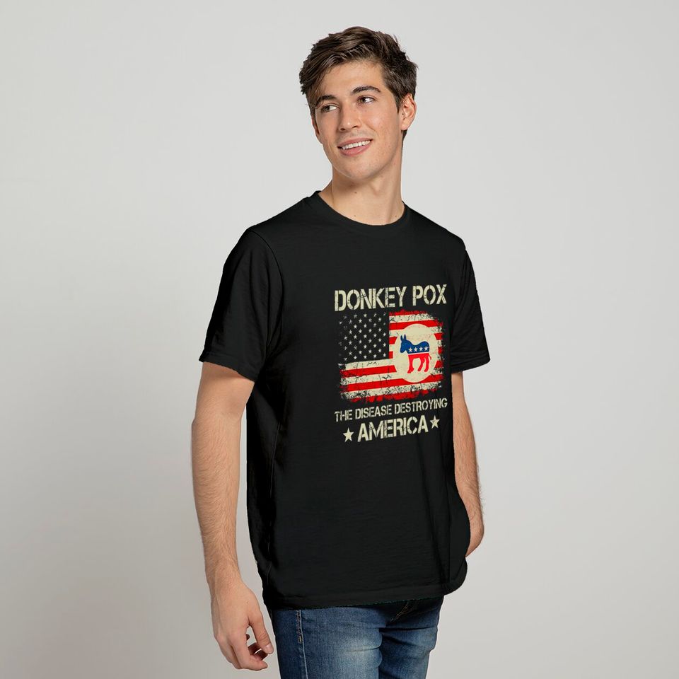 Donkey Pox Shirt, Donkey Pox The Disease Destroying America Flag