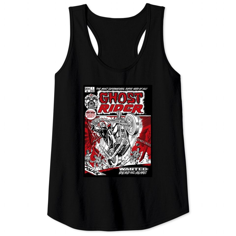 Marvel Ghost Rider Comic Book Cover Print Tank Tops