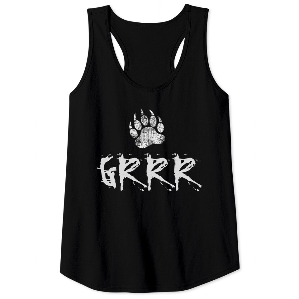Gay Bear Pride distressed Bear Paw GRRR Sleeveless Tank Tops