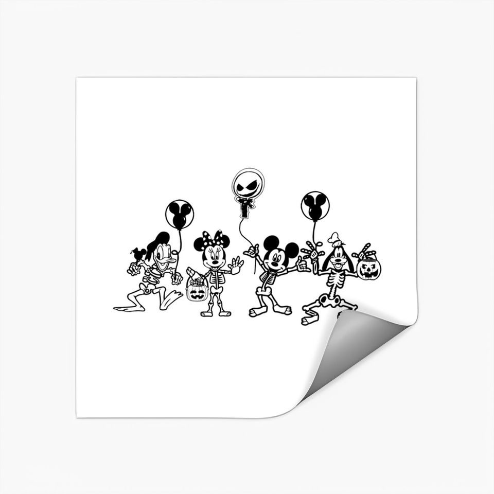 Disney Skeleton Halloween Stickers, Mickey and Friends Balloon