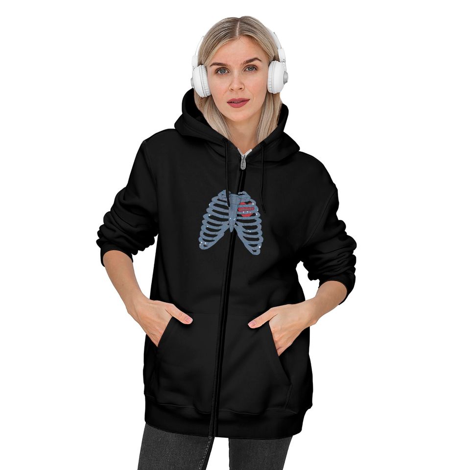 Versailles rib cage rhinestone zip up hoodie