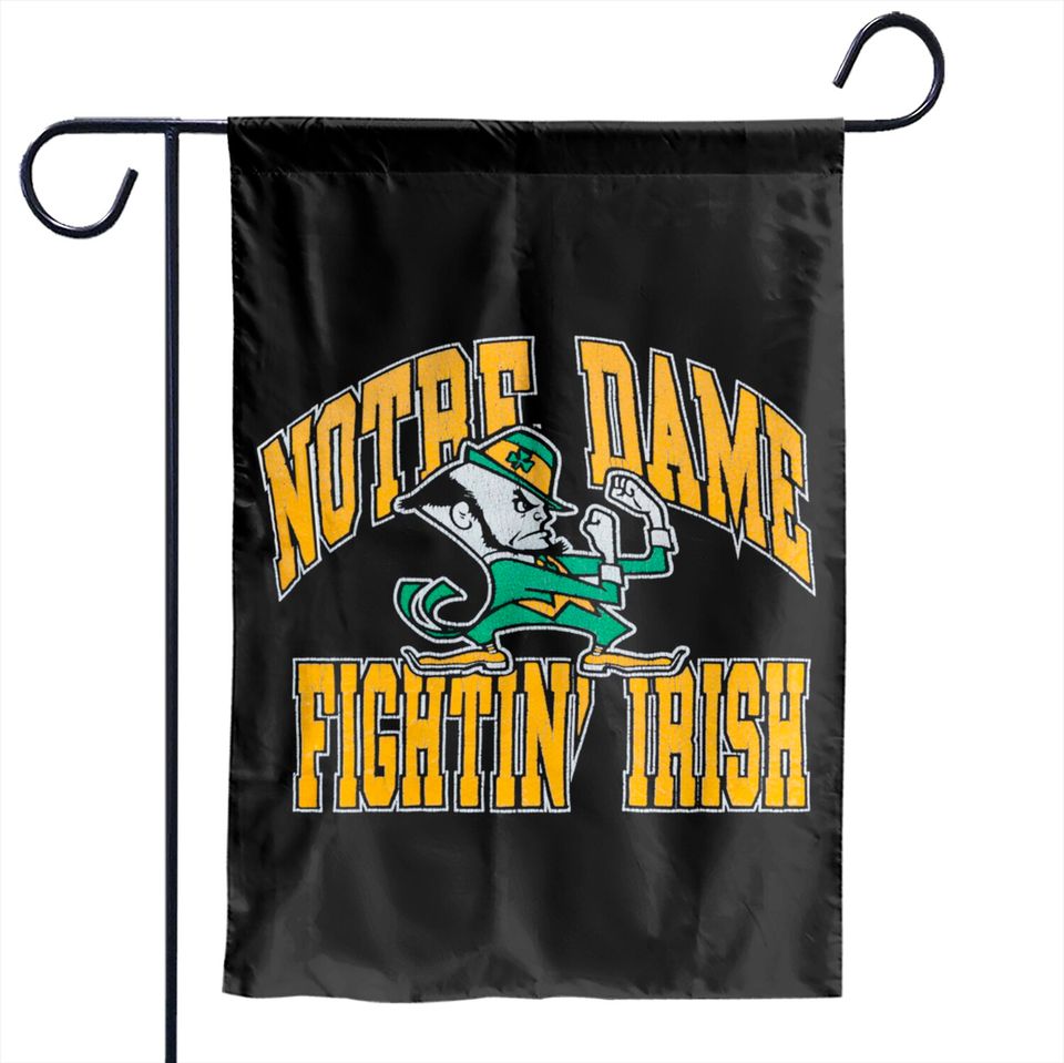 80s ND Fightin' Irish Burnout Garden Flag Vintage Unisex Graphic University Athletic Garden Flags