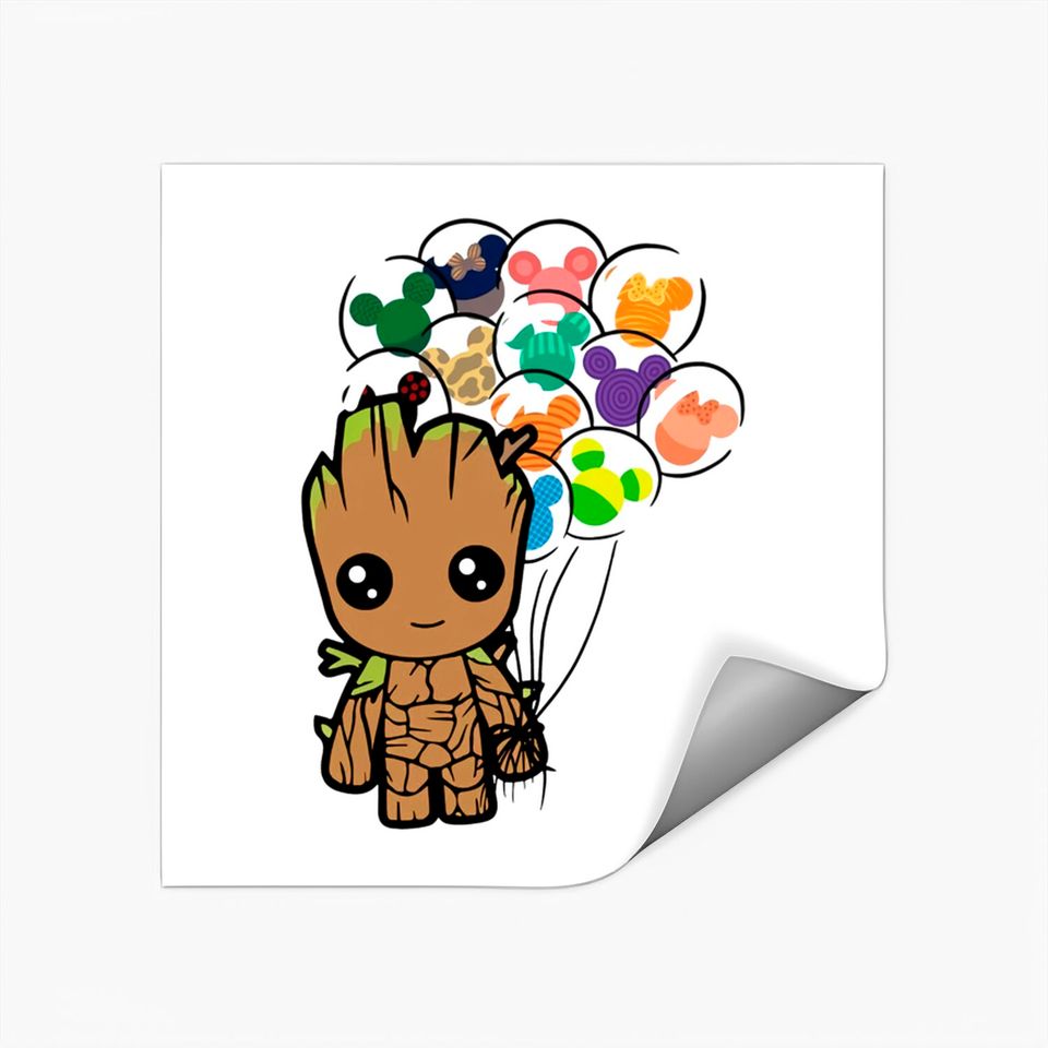 Disney BABY GROOT Stickers, Disney Groot With Mickey Balloon Stickers