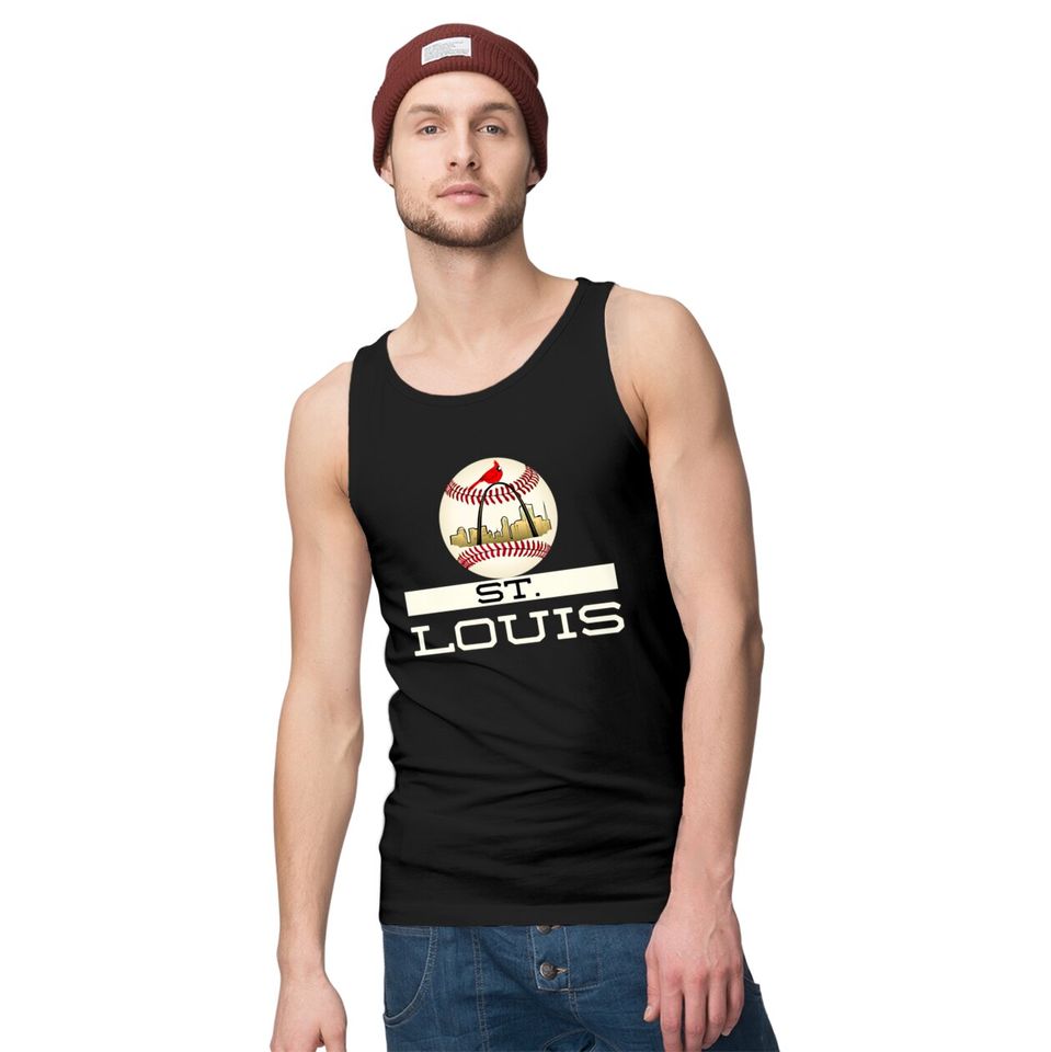 Saint Louis Red Cardinal Tank Tops Cool Baseball Skyline Logo Sweatshirt