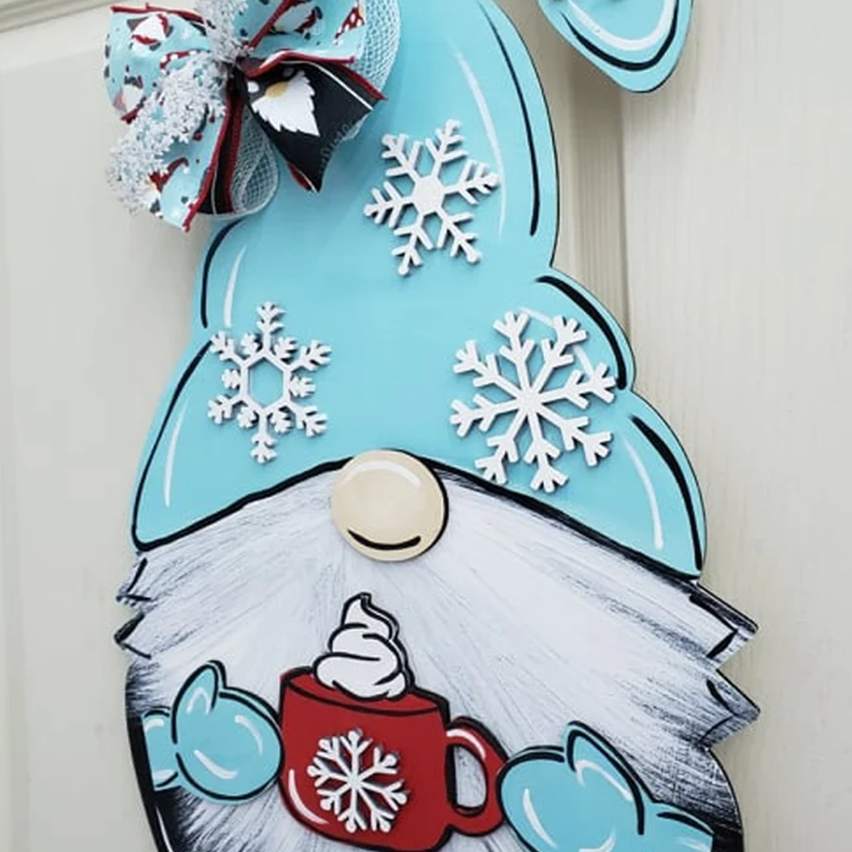 Snowflake, Cocoa, Winter, Gnome, Door Hanger