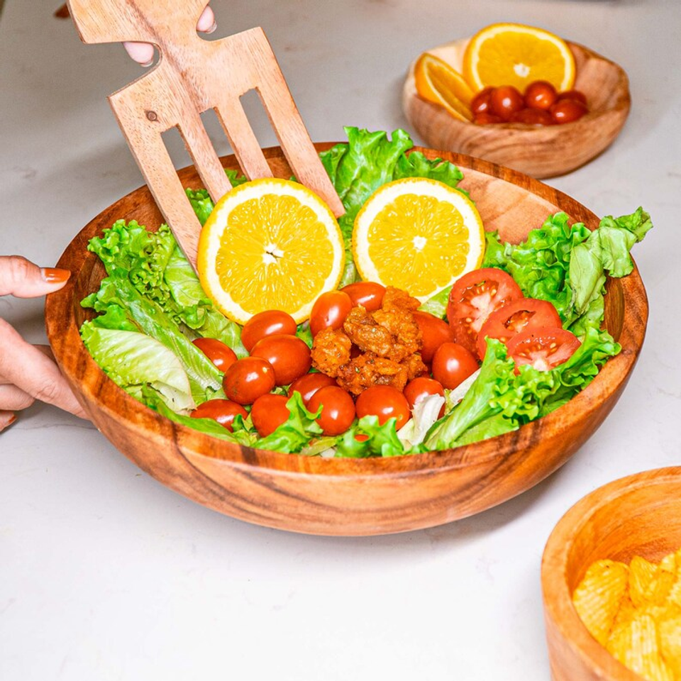 Handcrafted Acacia Wood Bowl | Rustic Bowl for Salad, Pasta, Fruits | Tableware Gift