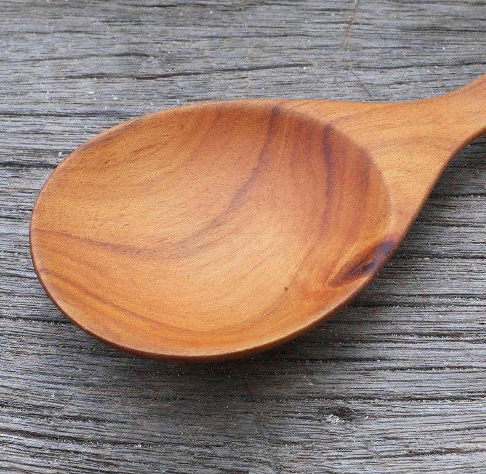 Short handled wooden spoon “Almira” handcrafted from solid teakwood