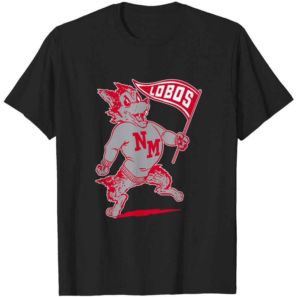 Vintage Looking UNM Lobos Mascot - New Mexico - T-Shirt