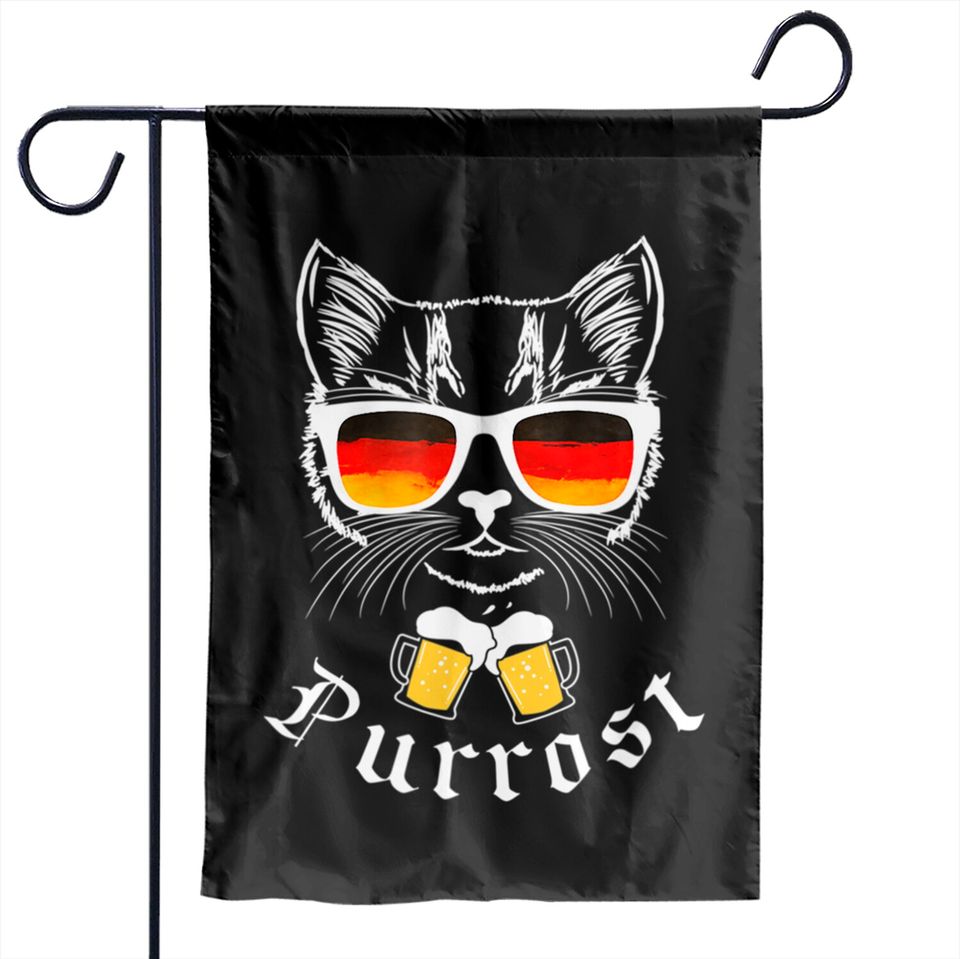 Oktoberfest Funny Prost Pun Purrost Cat Garden Flags