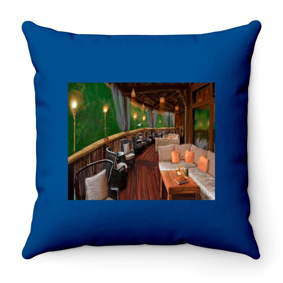 Tiki Lounge Balcony - Disneys Animal Kingdom - Throw Pillows