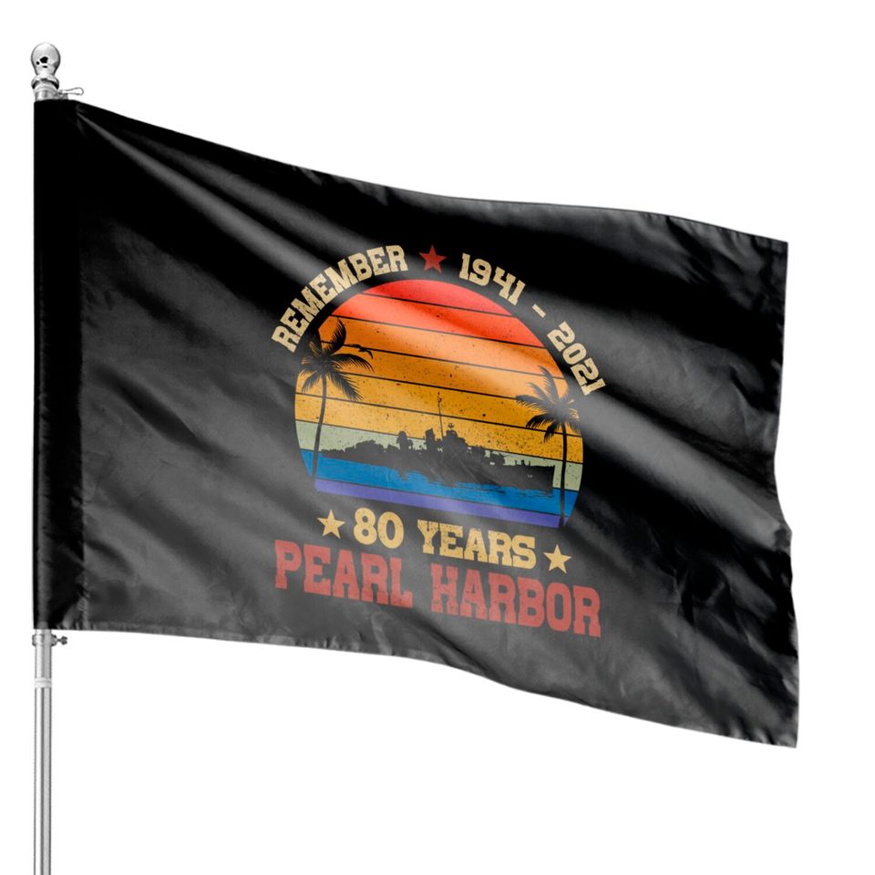 Vintage Pearl Harbor 80th Anniversary Flag House Flags