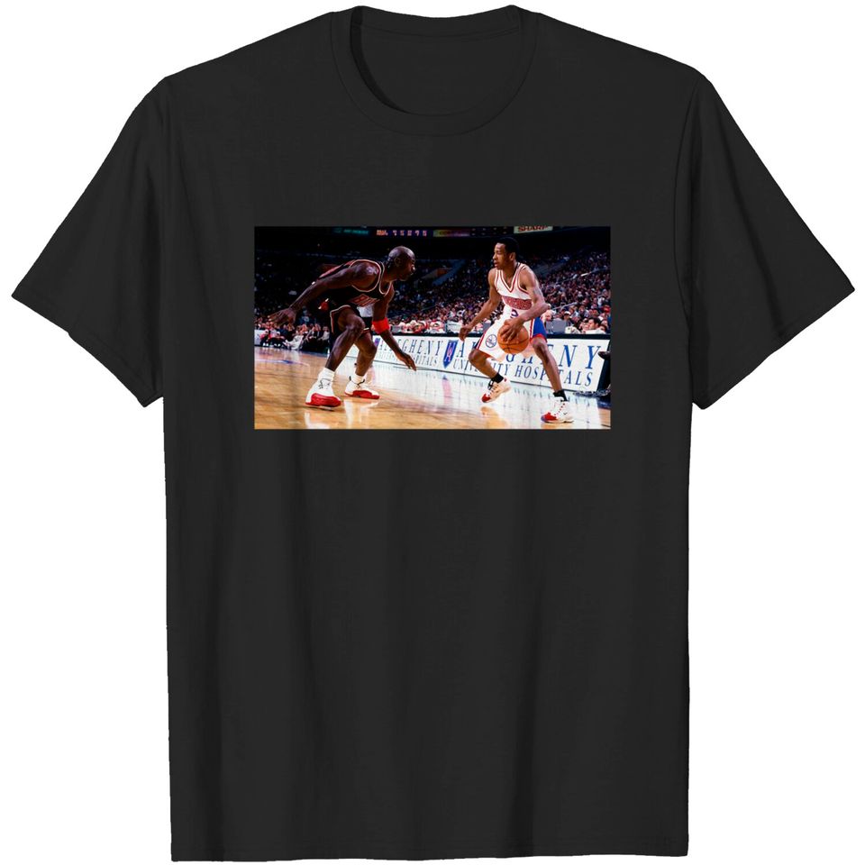 Allen Iverson crossing over Michael Jordan graphic t shirt