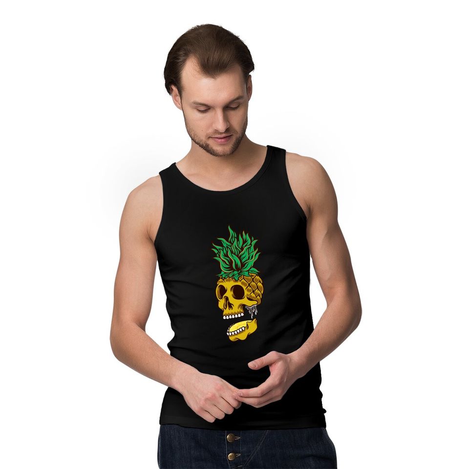 Halloween Aloha Pineapple Skull Hawaiian Tank Tops