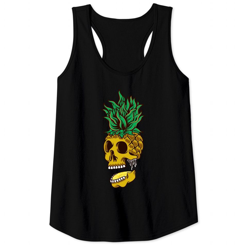 Halloween Aloha Pineapple Skull Hawaiian Tank Tops