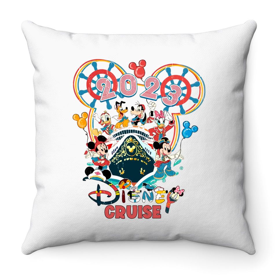 Disney Cruise 2023 Throw Pillows, Disney Pirate Throw Pillows, Disney Family Cruise Throw Pillows