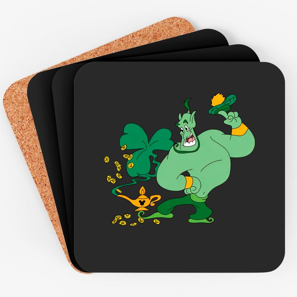 Genie Aladdin with Shamrock Coasters, Disney St Patrick's Day Coasters