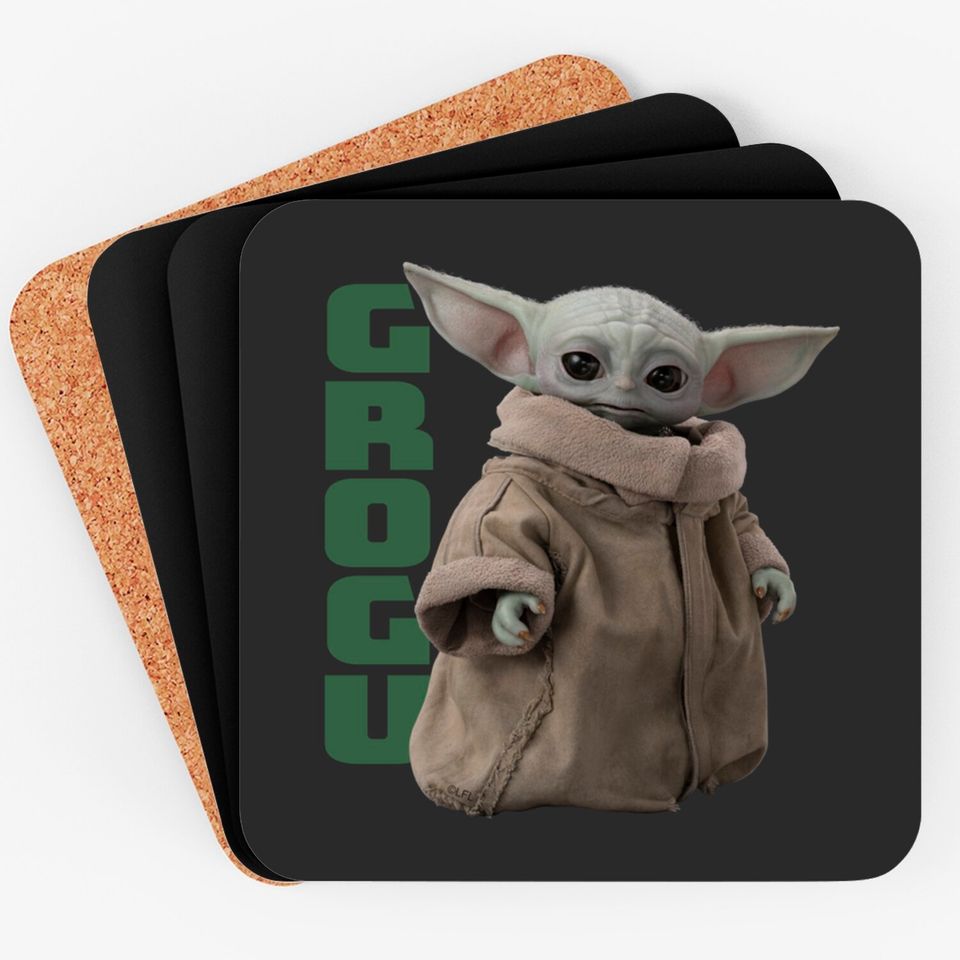 Grogu Character Name Graphic Coasters