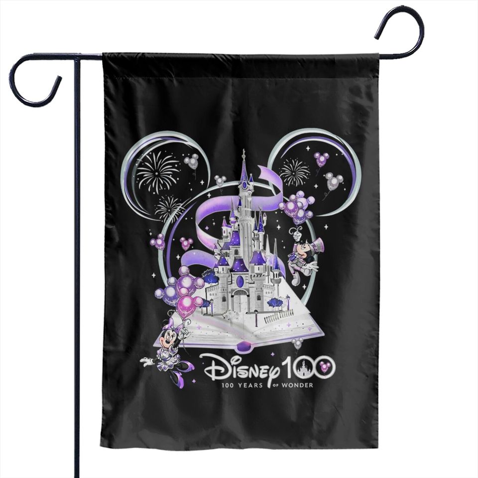 Disney 100 Years of Wonder Sweatshirt, Disney 100th Anniversary Garden Flags, Mickey and Minnie 100th Garden Flags