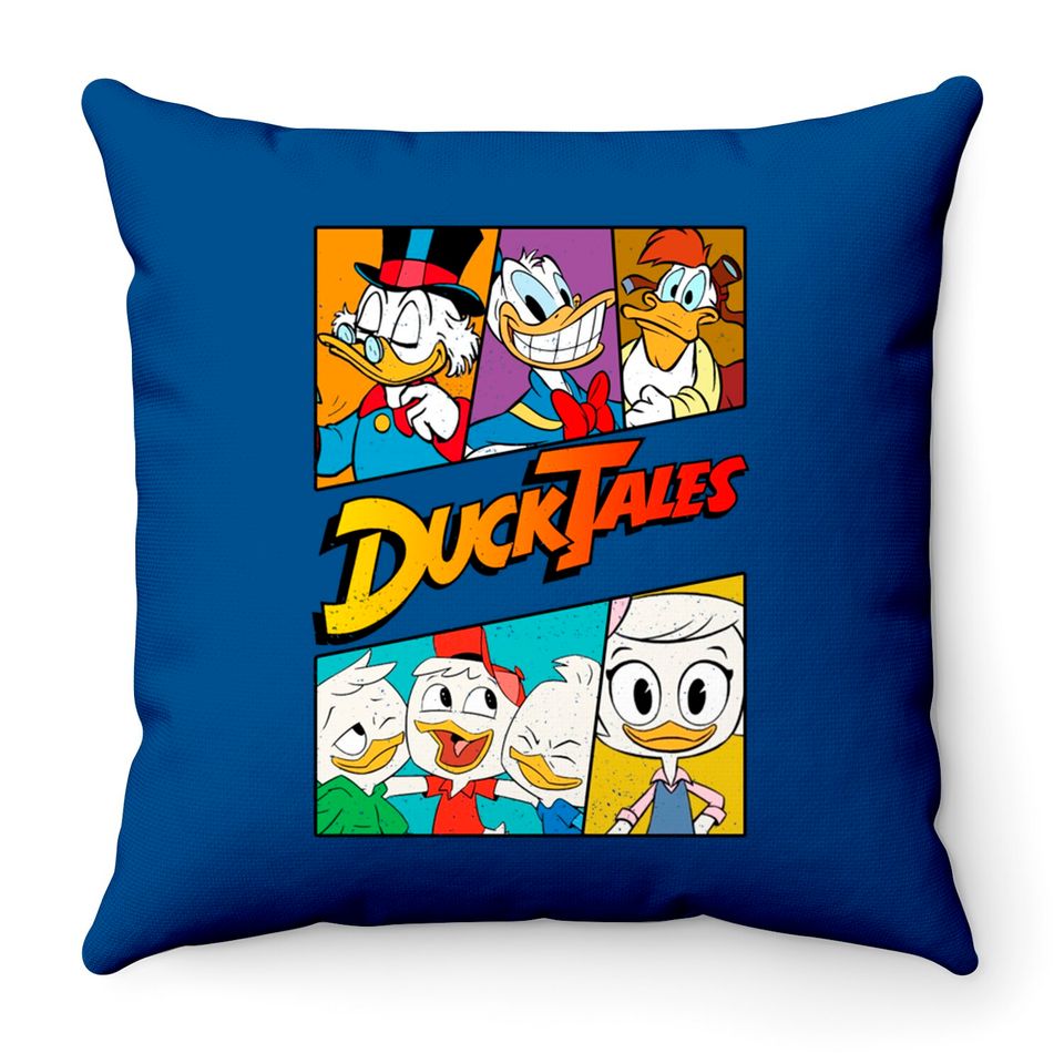 Vintage Disney Ducktales Group Panels Retro Ducktales Throw Pillows