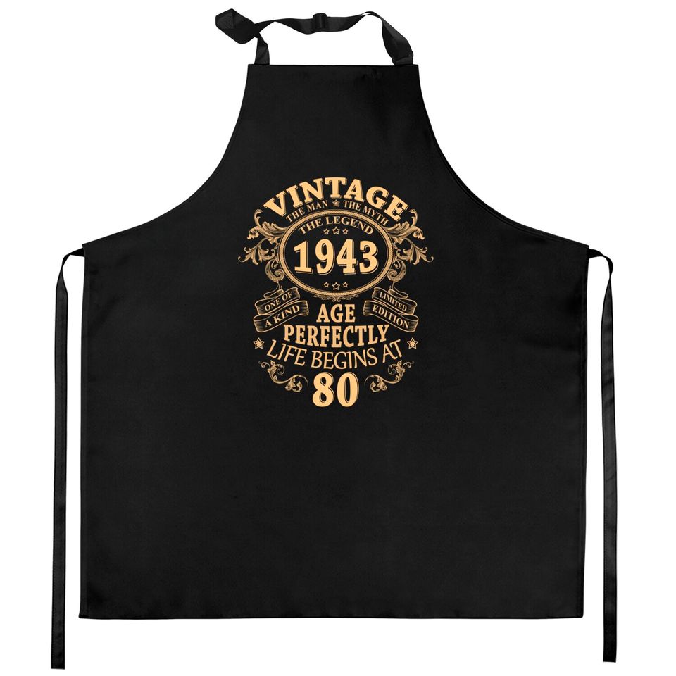 Vintage 1943 The Man Myth Legend 80th Birthday Gifts For Men Kitchen Aprons