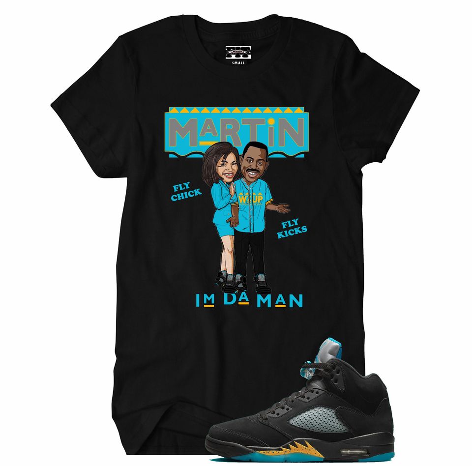 Fitz 4 kickz Shirt to match the Jordan 5 Black Aqua