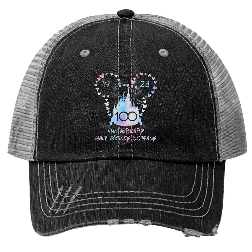 Mickey Head Walt Disney Company 100th Anniversary Trucker Hats / Disney 100 Years Of Wonder Trucker Hats