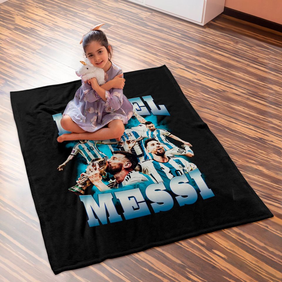 Lionel Messi FIFA World Cup Champion Soccer Football Sports Vintage Bootleg Retro 90s  Baby Blankets