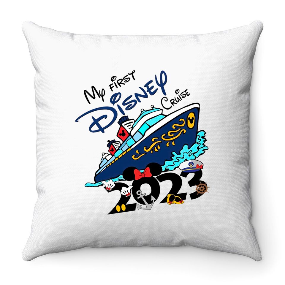 My First Disney Cruise 2023 Throw Pillows, Unisex Disney Cruise Throw Pillows