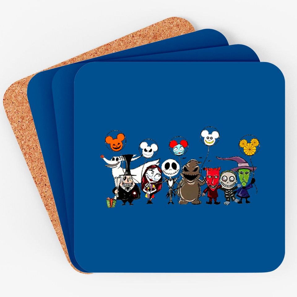 Nightmare before christmas Coasters, Jack and Sally Coasters, Disney Halloween Coasters