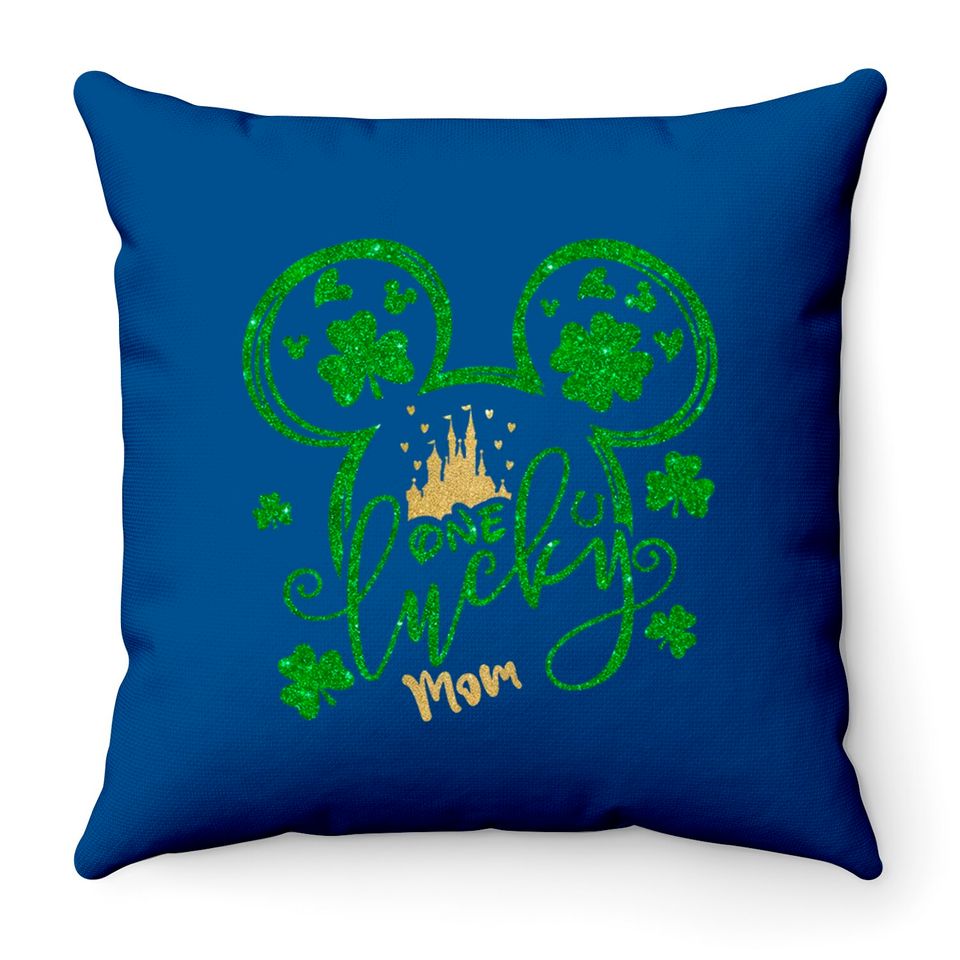One Lucky Mom Throw Pillows, Disney Mom Throw Pillows, Disney St Patricks Day Throw Pillows