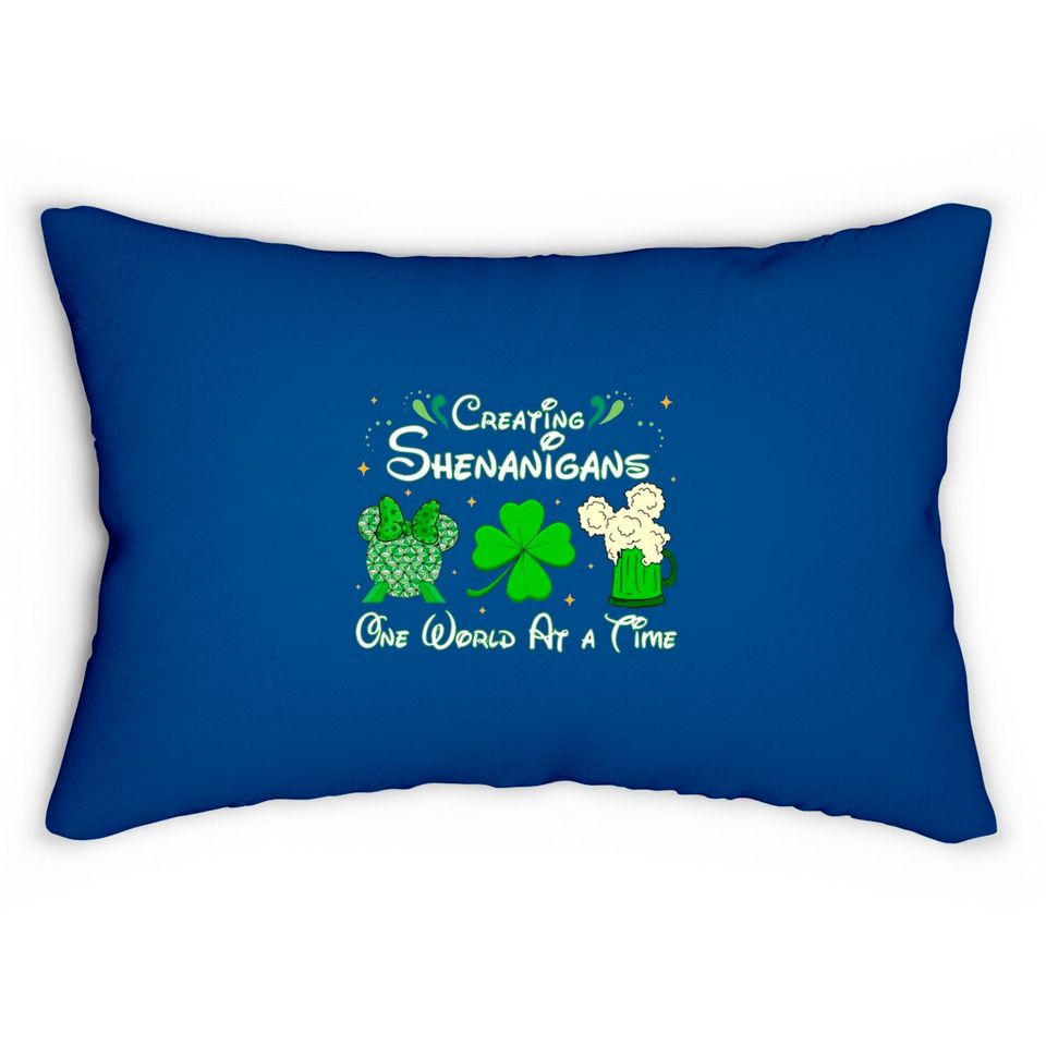 St Patricks Day Disney Epcot Lumbar Pillows, Creating Shenanigans St Patricks Day Lumbar Pillows